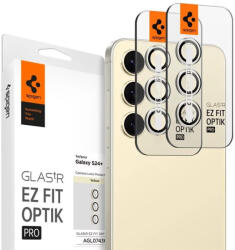 Samsung Galaxy S24 Plus SM-S926, Kamera lencsevédő fólia, ütésálló fólia, Tempered Glass (edzett üveg), Spigen Glastr Ez Fit Optik Pro, sárga, 2 db / csomag