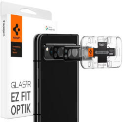 Google Pixel Fold, Kamera lencsevédő fólia, ütésálló fólia, Tempered Glass (edzett üveg), Spigen Glastr Ez Fit Optik, fekete, 2 db / csomag