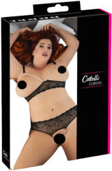 Cottelli Collection Plus Size - секси сутиен комплект с перли - черен - XL (22129001051)