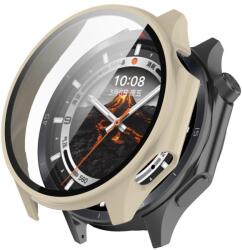  PC FULL COVER Capac din plastic cu sticlă pentru OnePlus Watch 3 bej