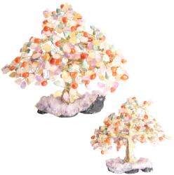  Pomul Vietii din Cuart Mixt - Vindecare si Echilibru Energetic - Suport Ametist - 32x38x26 cm - 1 Buc