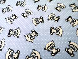  Pamutvászon textil - 160 cm / panda maci kék pöttyös