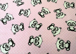  Pamutvászon textil - 160 cm / panda maci rózsaszín pöttyös alapon