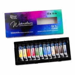 Rosa Akvarellfesték készlet, tubusos - Rósa Gallery Classic - 12 x 10 ml - kartondobozban