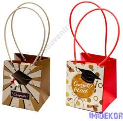  Ballagó mintás nagy kocka virágtáska 13x12x15cm - Piros