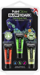 PaintGlow Glow in the Dark Neon UV arc- és testfesték készlet 3 színű - mkkreativ