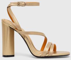 Tommy Hilfiger bőr szandál TH GOLD BLOCK HIGH HEEL sárga, FW0FW07753 - arany Női 41