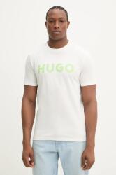 HUGO pamut póló fekete, férfi, nyomott mintás, 50467556 - fehér XL