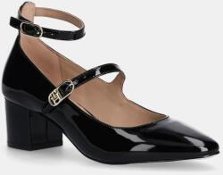 Tommy Hilfiger bőr flip-flop PUMP DOUBLE STRAP PATENT LEATHER fekete, magassarkú, FW0FW08566 - fekete Női 39