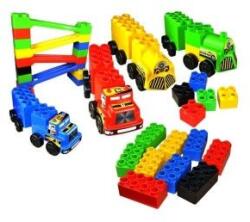 BJ PLASTIK Set constructie cuburi mari, cu vehicule, 103 piese, Educational Blocks (100133)