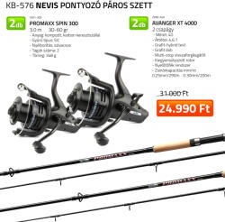 Nevis Pontyozó páros szett 2 db 3m pontyos bot és 2 db 4000es nyeletõfékes orsó (KB-576)