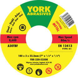 York - 180X3X22 . 23 A30TBF LAPOS VÁGÓKORONG T41 (YRK2305250K)