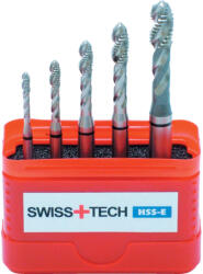 SwissBurr m3-m8 fekete gyűrűs hss-e csavart hornyú gépi menetfúró készlet 5 db-os (SWT1859910X)