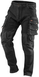 NEO TOOLS Farmer munkásnadrág, Denim, fekete, 98% pamut, térdvédő zseb, gombos oldalzsebek, 255 g/m2, S (81-236-S) - szerszamhaz