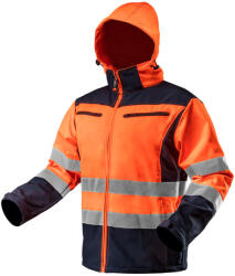 NEO TOOLS Láthatósági softshell munkavédelmi kabát, kapucnival, narancssárga, XXXL (81-701-XXXL) - szerszamhaz