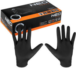 NEO TOOLS Munkakesztyű, perforált nitril, fekete, 100db, M (97-691-M) - szerszamhaz