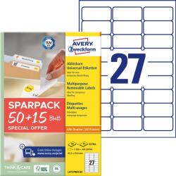 AVERY L4737REV-65 63, 5x29, 6 mm visszaszedhető univerzális 50+15 lap 1755 db-os etikett (L4737REV-65) - bestbyte
