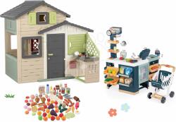 Smoby Set Căsuța Prietenilor cu ușă mare și magazin cu frigider Friends Evo Life Playhouse Smoby extensibilă și alimente (SM810206-29) Casuta pentru copii