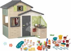 Smoby Set căsuța Prietenilor cu ușă mare și bucătărie Friends Evo Life Playhouse Smoby extensibilă cu accesorii (SM810206-17) Casuta pentru copii