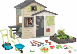 Smoby Set Căsuța Prietenilor cu ușă mare și loc de relaxare lângă stratul de flori Friends Evo Life Playhouse Smoby extensibilă (SM810206-24) Casuta pentru copii