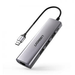 UGREEN Hub USB UGREEN CM266, 3 x USB-A 3.0 - 1 x RJ45, Gri - gsmnet
