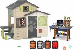 Smoby Set căsuța Prietenilor cu ușă mare și grătar de grădină Friends Evo Life Playhouse Smoby extensibilă cu măsuță de picnic (SM810206-6)