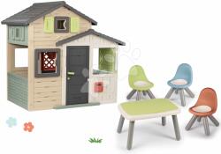 Smoby Set căsuța Prietenilor cu loc de stat în grădină Friends Evo Life Playhouse Smoby cu ușă mare extensibilă (SM810206-14) Casuta pentru copii