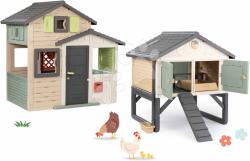 Smoby Set căsuța Prietenilor cu ușă mare și coteț pentru găini Friends Evo Life Playhouse Smoby extensibilă (SM810206-22) Casuta pentru copii