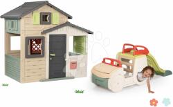 Smoby Set căsuța Prietenilor cu ușă mare și cățărătoare Mașină Friends Evo Life Playhouse Smoby cu nisipar și tobogan extensibil cu apă (SM810206-10) Casuta pentru copii