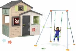 Smoby Set căsuța Prietenilor cu ușă mare și leagăn Friends Evo Life Playhouse Smoby cu construcție metalică extensibil (SM810206-11) Casuta pentru copii