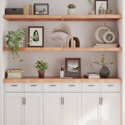 vidaXL világosbarna kezelt tömör tölgyfa fali polc 180 x 60 x (2-6) cm (VD363723)