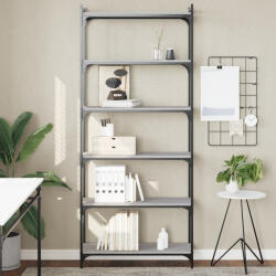vidaXL 6 szintes szürke sonoma szerelt fa könyvespolc 80 x 30 x 188 cm (VD837685)