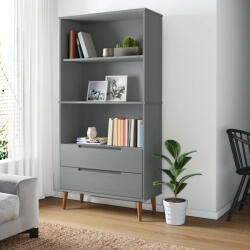 vidaXL MOLDE szürke tömör fenyőfa könyvszekrény 85 x 35 x 170, 5 cm (VD350542)