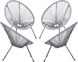 Outsunny 4 db kerti szék, ovális, 73x77x87cm, szürke