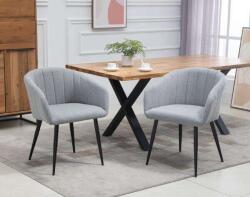 HomCom 2 db kárpitozott szék készlet, Homcom, poliészter/fém, karokkal, 62 x 56 x 76 cm, világosszürke/fekete (835-532LG)