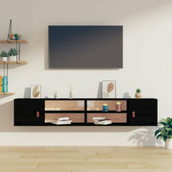 vidaXL 2 db fekete tömör fenyőfa faliszekrény 80 x 30 x 30 cm (VD818394)