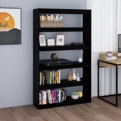 vidaXL fekete tömör fenyőfa könyvszekrény/térelválasztó 100x30x167, 5cm (VD808227)
