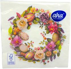  Aha салфетки с картинка, Великденски, 20броя, Венец шишарки и цветя