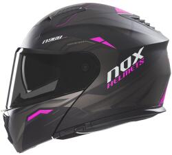 NOX N968 Ultra felhajtható motoros bukósisak matt fekete-rózsaszín