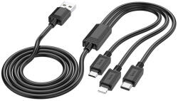hoco. hoco. X74 3-in-1 USB telefon és tablet töltőkábel 1 méter, fekete, Lightning, microUSB, USB-C (X74)