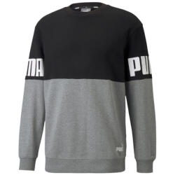 PUMA Férfi Power Colour Block Crew nyakú pulóver S fekete|szürke