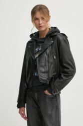 Pepe Jeans bőrdzseki FRANKA női, fekete, átmeneti, PL402494 - fekete M