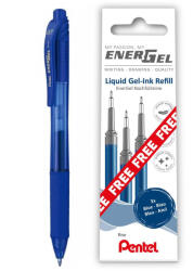 Pentel Tollbetét 3db/csomag 0, 35mm, Pentel EnerGel, írásszín kék + 1 db ajándék BL107-CX kék EnerGel toll (LR7-3C-PROMO) - cartridge