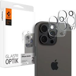 Apple iPhone 16 Pro / 16 Pro Max, Kamera lencsevédő fólia, ütésálló fólia, Tempered Glass (edzett üveg), Spigen Glastr Optik, Clear, 2 db / csomag