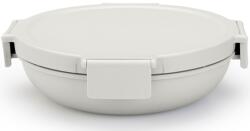 Brabantia Make & Take Lunch Bowl ételhordozó tál, 1000 ml, szivárgás- és légmentes záródás, bepattintós (clip-on) zárómechanizmus, lapos - kerek forma, BPA mentes műanyag, világosszürke - 206184 (206184)