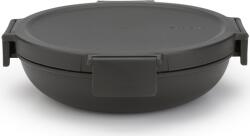 Brabantia Make & Take Lunch Bowl ételhordozó tál, 1000 ml, szivárgás- és légmentes záródás, bepattintós (clip-on) zárómechanizmus, lapos - kerek forma, BPA mentes műanyag, sötétszürke - 206009 (206009)