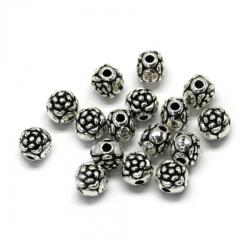  Floare Margele Argint 925 - 4, 5 x 4, 5 mm - 2 Buc