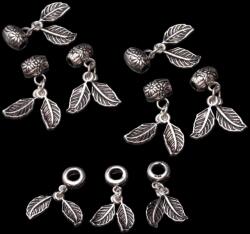  Charm Argint 925 Butoias si Frunze 21-23.8 x 7-8 mm - 1 Buc