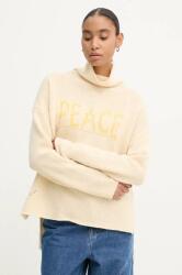 Zadig&Voltaire gyapjú pulóver könnyű, női, bézs, garbónyakú, KWSW01649 - bézs S