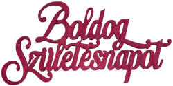 4db. festett fa "Boldog Születésnapot" felirat 10 x 5cm - Bordó (MT9-85)